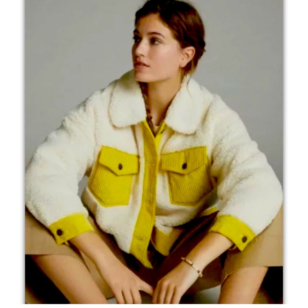 Anthropologie Pilcro Leslie Corduroy Trim Sherpa Trucker Jacket